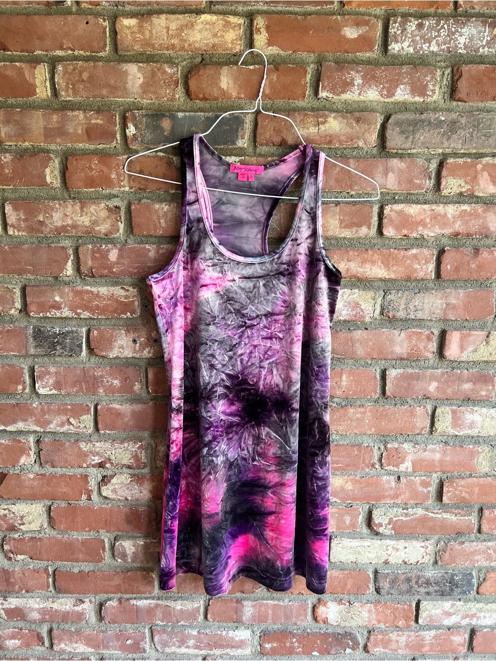 Betsey Johnson Velvet Pink and Purple Tie-Dye Racerback Tank